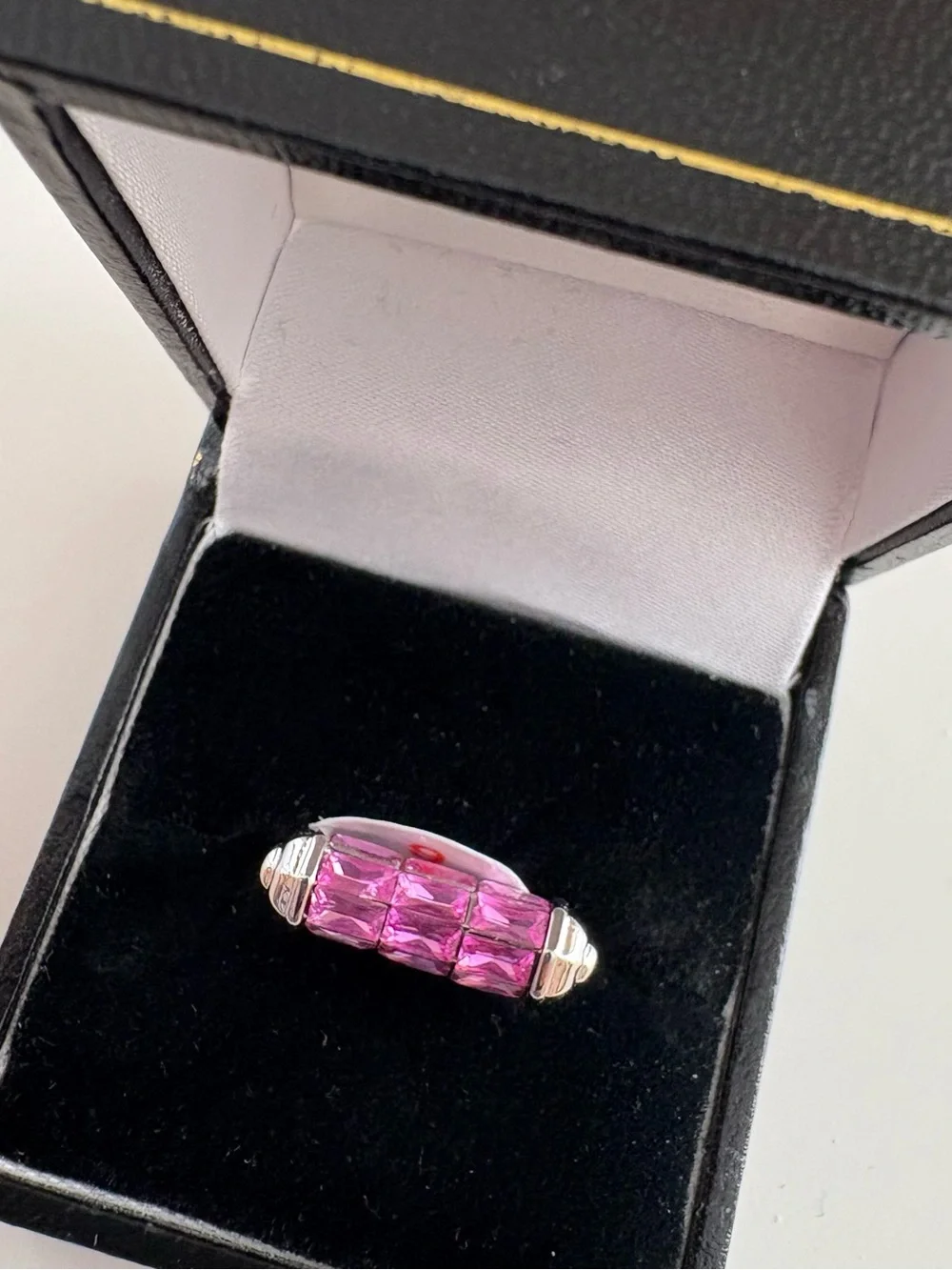 Bomb Party Triple Threat Ring RG88572 Rose Corundum Rhodium Plating